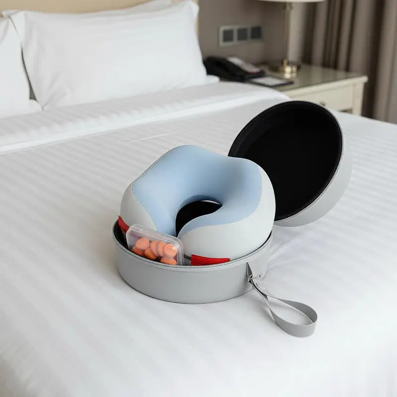 EVA Travel Neck Pillow Bag Cylindrical Zipper Neck Pillow Storage Bag Convenient Quick Release Clasp Carrying Case