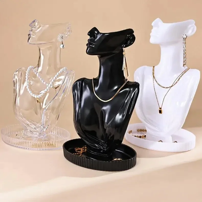Portrait Neck Necklace Display Stand Jewelry Earrings Pendant Neck Model Plastic Mannequin for Showcase Window Display