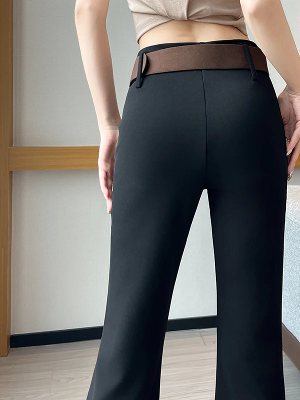 بنطلون نسائي واسع الساق بخصر مرتفع من Bla، موديل ربيع وخريف 2026 الجديد، تصميم أنيق وضيق، بنطلون طويل كاجوال للتنقل اليومي