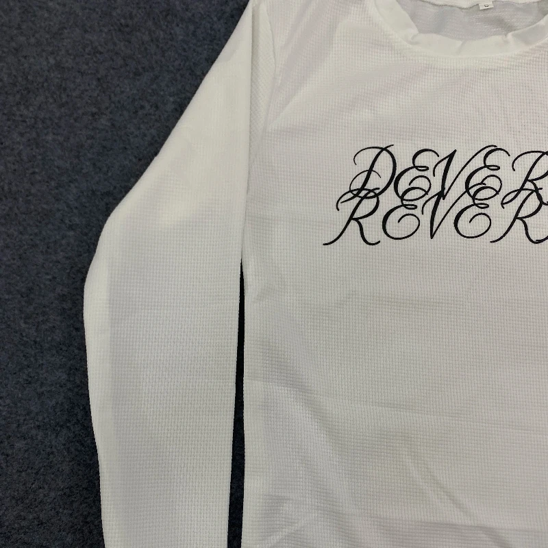 미국식 루즈 캐주얼 O넥 티셔츠 스트리트 빈티지 패션 여성 레이지 스퀘어 드릴 탑 INS 레터 프린트 긴팔 풀오버