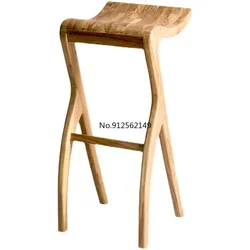 Chaise de bar nordique minimaliste moderne en bois massif, tabouret haut de réception