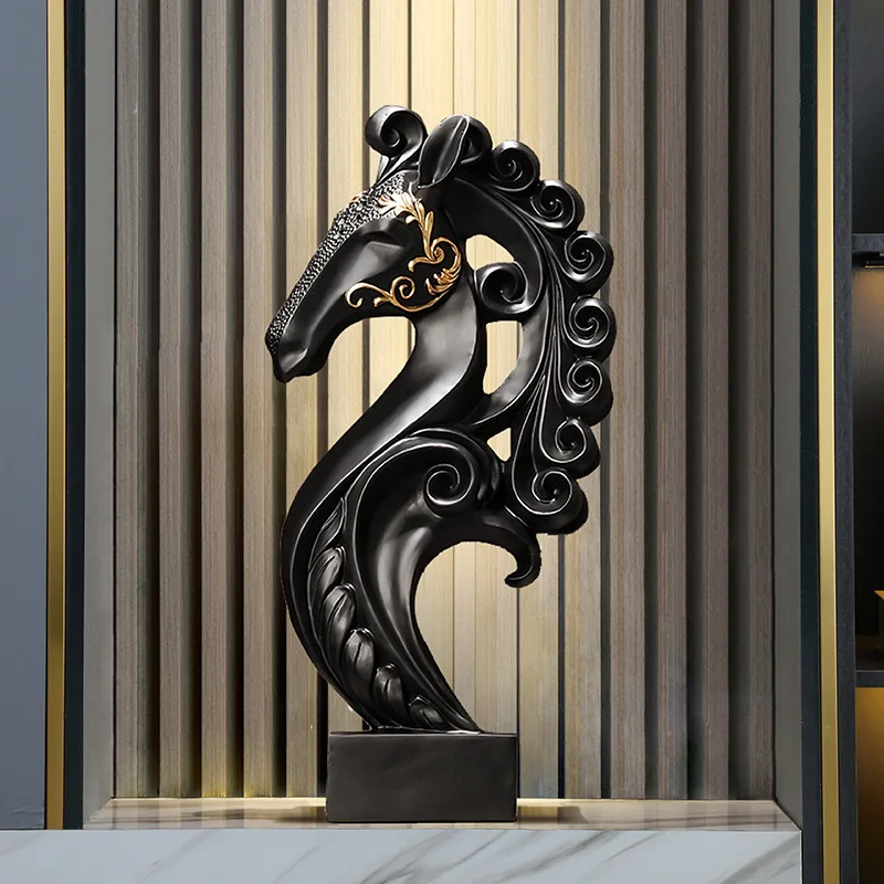 

Horse head decorations, light luxury living room, entrance landscaping office, a success