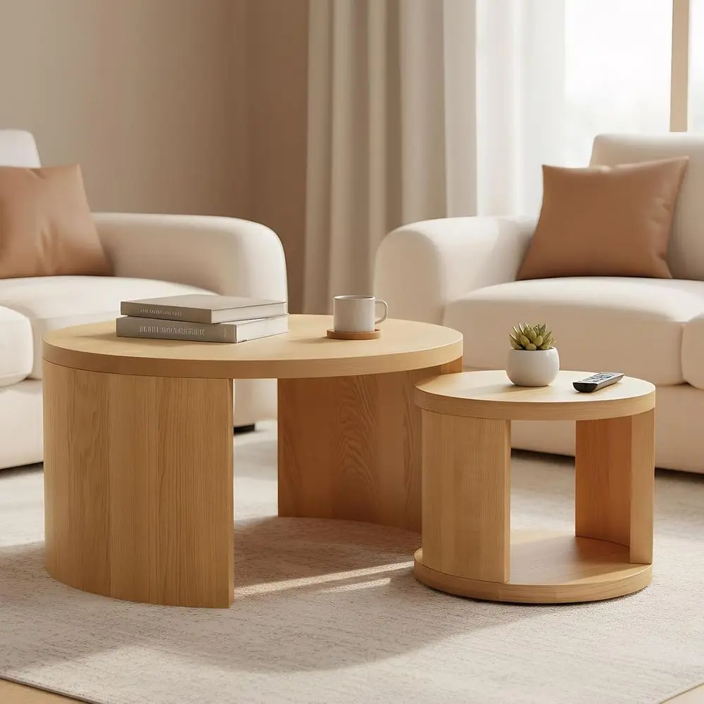 

Набор журнальных столиков из натурального дерева с местом для хранения, 31,5 и 18 дюймов, для гостиной