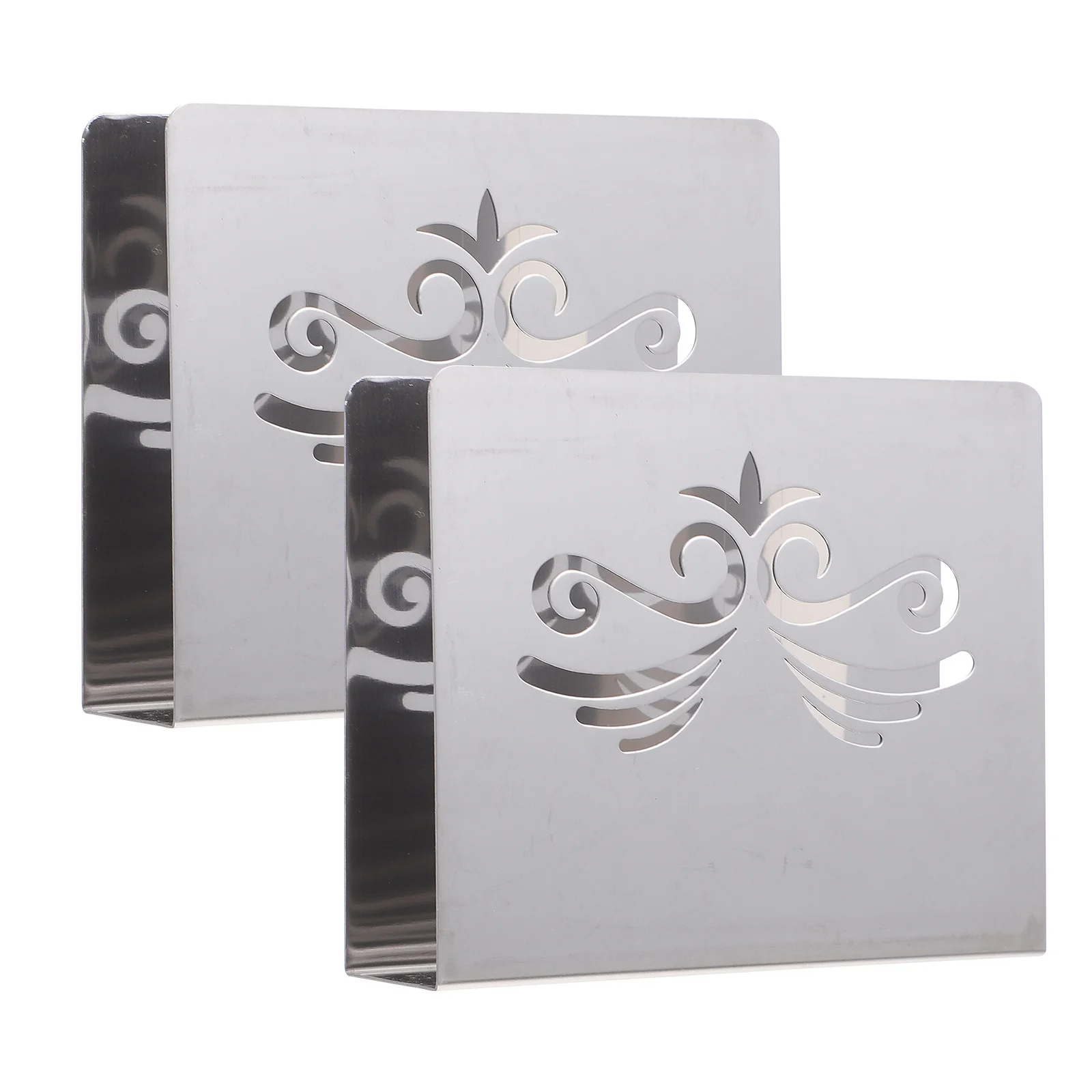 

2Pcs Serviette Rack High Strength Stainless Steel Napkin Holder Delicate and Hard Silver Tissue Organizer Desktop Paper Rack