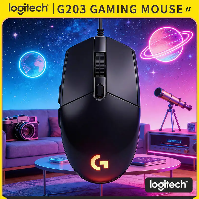 

Игровая мышь Logitech G203 RGB, серия Prodigy, регулируемое разрешение от 200 до 8000 DPI, плетеный кабель, совместимость с ПК/Mac