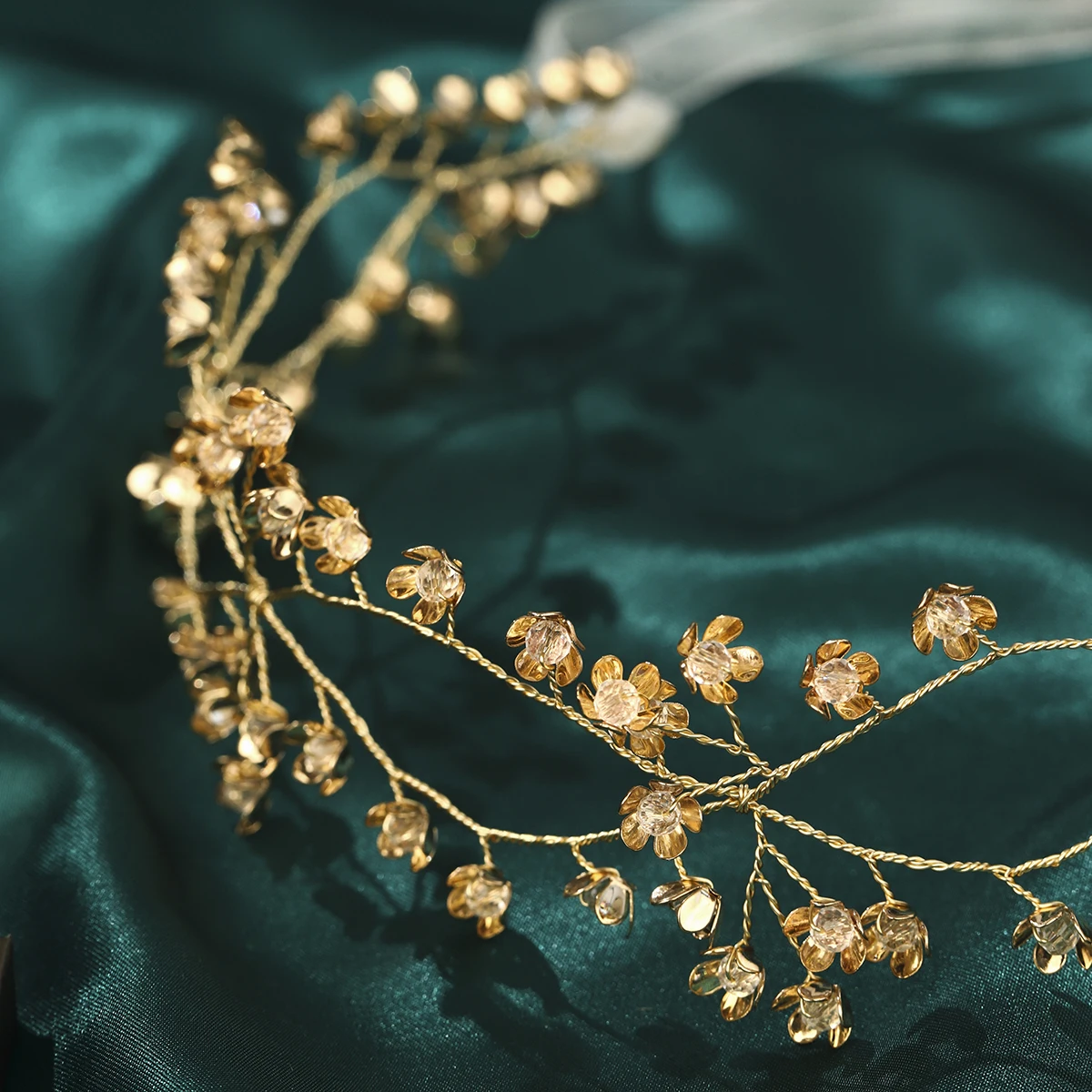 Miallo Boho Gold Branch Floral Bridal Hair Vine Wedding Forest Style Tulle Ribbon Headband Party Hair Accessories For Women 2026