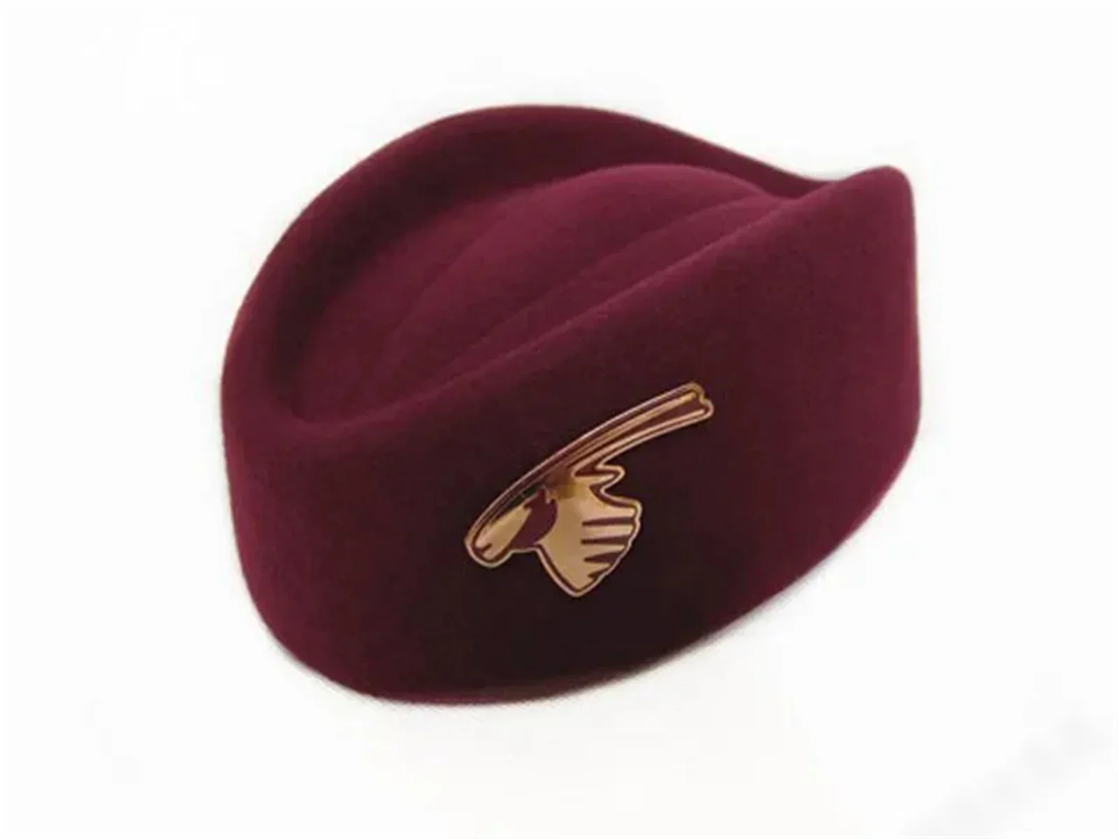 UAE Qatar Airways wine red flight attendant  wool top hat felt  mixed with black ceremonial hat