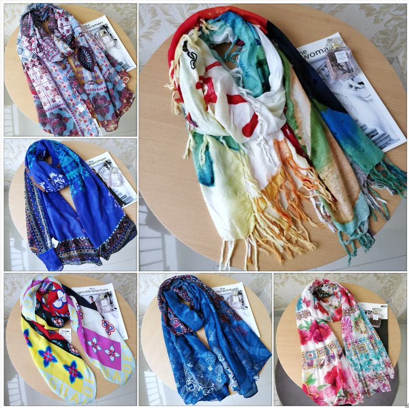 Foreign Trade Original Order Spanish Embroidery Printed Beach Sunshade Autumn/Winter Warm Women's Scarf