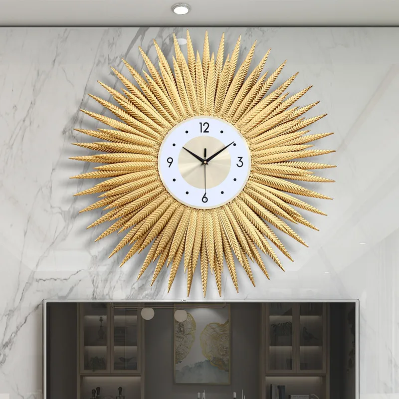 Metal Upgrade Yellow Wall Clock Fashion Luxury Nordic Bedroom Digital Wall Clock Modern Design Relojes De Pared Home Decor Items