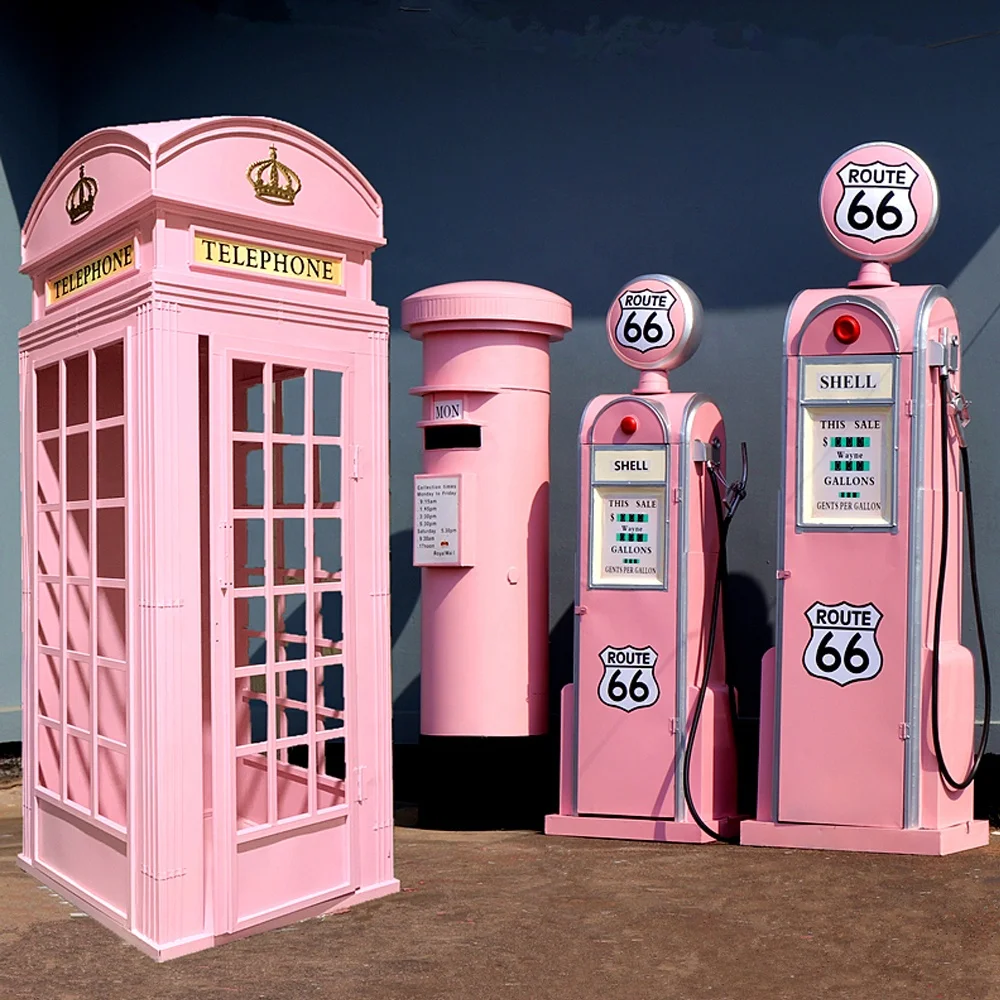 China Factory Supply Iron Metal Phone Box Retro Mailbox Vintage Telephone Booth For Garden Decoration