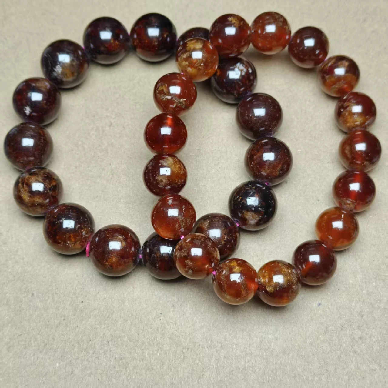 XINGYU Natürliche Orange-Rote Granat-Perlen, Glatte Runde Lose Perlen für Schmuck und Armbänder, Mysteriöser Edelstein – Detail 7