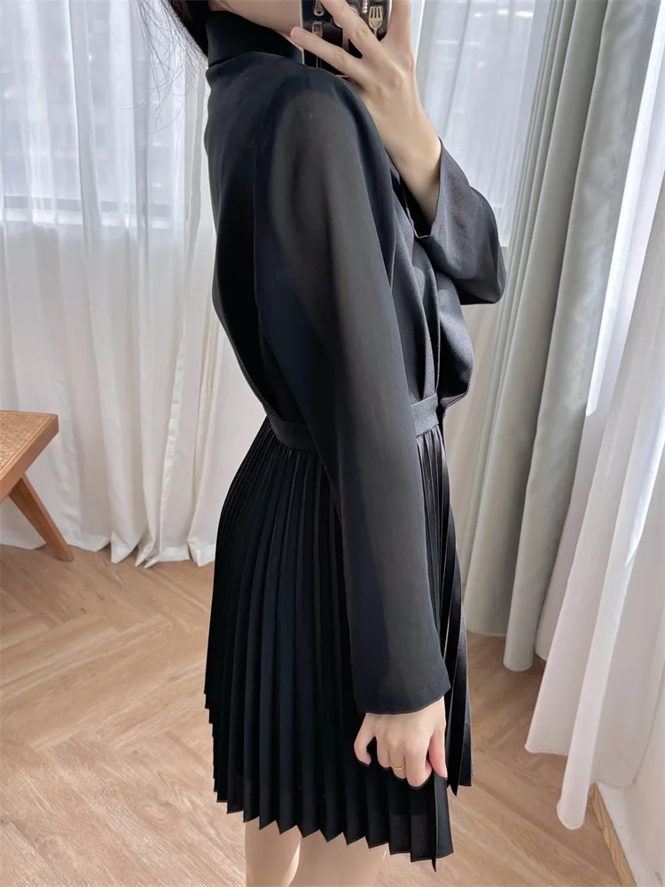 

Women's Wraparound Long Sheer Sleeves Dress, Tailored Collar, High Street, Chic, Stunning Fashion, High Quality, New, 2024