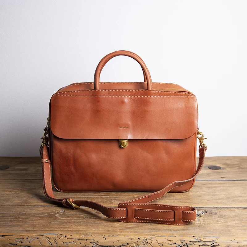 PNDME fashion vintage vegetable tanned cowhide men women's briefcase travel designer handmade genuine leather laptop handbag