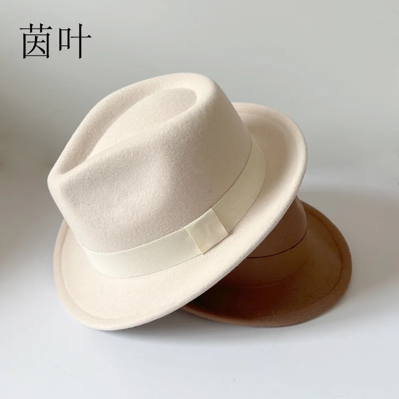 Short Brim Wool Felt Trilby Hat, Classic Vintage Unisex Fedora, Retro Gentleman Dress Cap for Men & Women