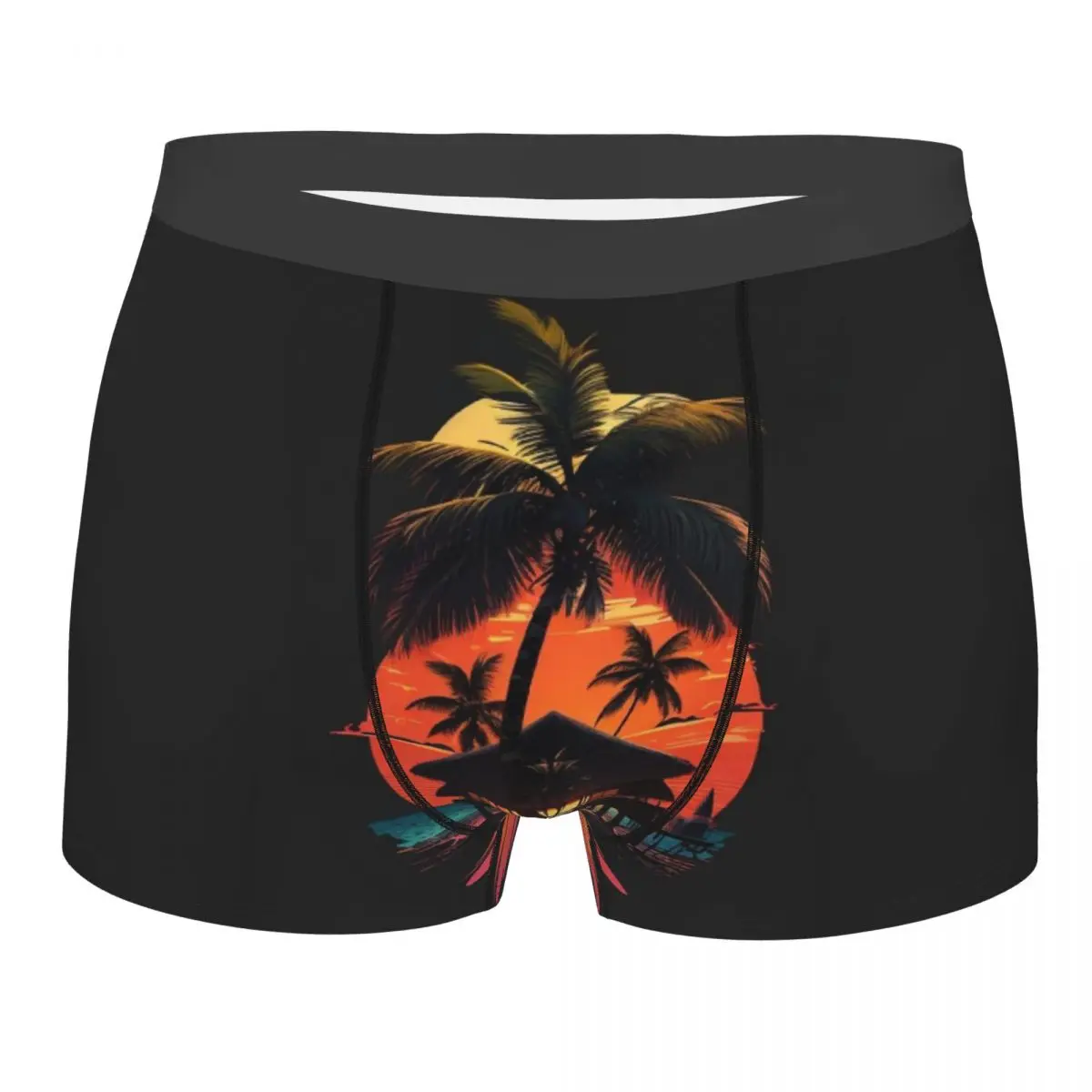 

Retro Comics Pattern With Palm Tree Hand Roller Man'scosy Boxer Briefs,3D printing Underwear, Highly Breathable Top Quality