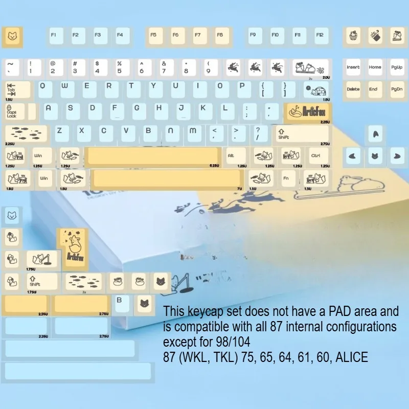 Icefield Fox Foggy Translucent Theme Keycaps Set Customized PC Cherry Profile Keyboard Caps for Mechanical Keyboard Accessories