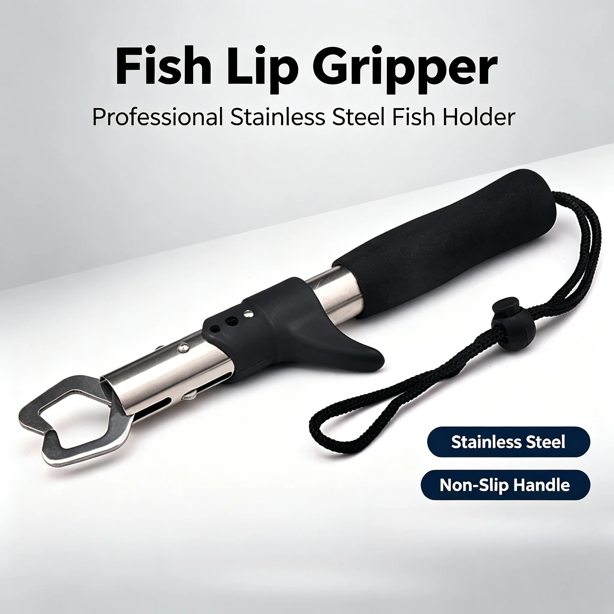 TINSOL Fish Lip Gripper Fish Scales Professional Fish Holder Stainless Steel Fish Lip Grabber 40 Pound Fish Lip Grip Tool