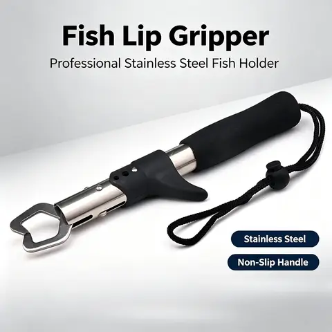 TINSOL Fish Lip Gripper Fish Scales Professional Fish Holder Stainless Steel Fish Lip Grabber 40 Pound Fish Lip Grip Tool