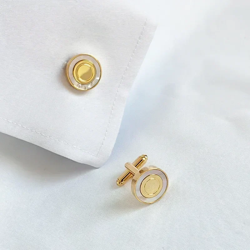 Pearl Fritillaria French Cufflinks Men and Women Dress Shirt Cuff-link Fashion Advanced Suit Business  Sleeve Button Jewelry