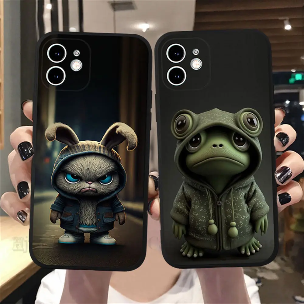 Case For Apple iPhone 14 15 13 12 11 Pro Max Mini XS Max XR X 7 8 Plus 6 6S Cover Shell Monkey Frog Pig Cow Bird Cat Animal