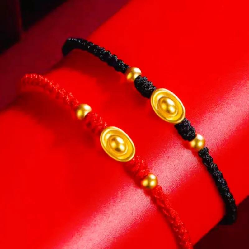 

Chinese Style Lucky Luck Brings Wealth Zodiac Year Gold Ingot Design Simple Woven Rope Fashion Jewelry Women's New Bracelet