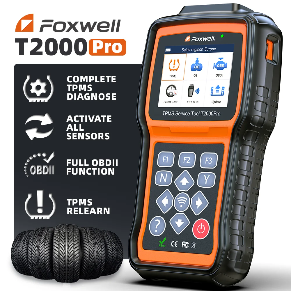 

FOXWELL T2000 PRO TPMS Programming Tire Pressure Monitor TPMS Sensor Relearn Activate OBD2 Tire Pressure System Diagnostic Tool
