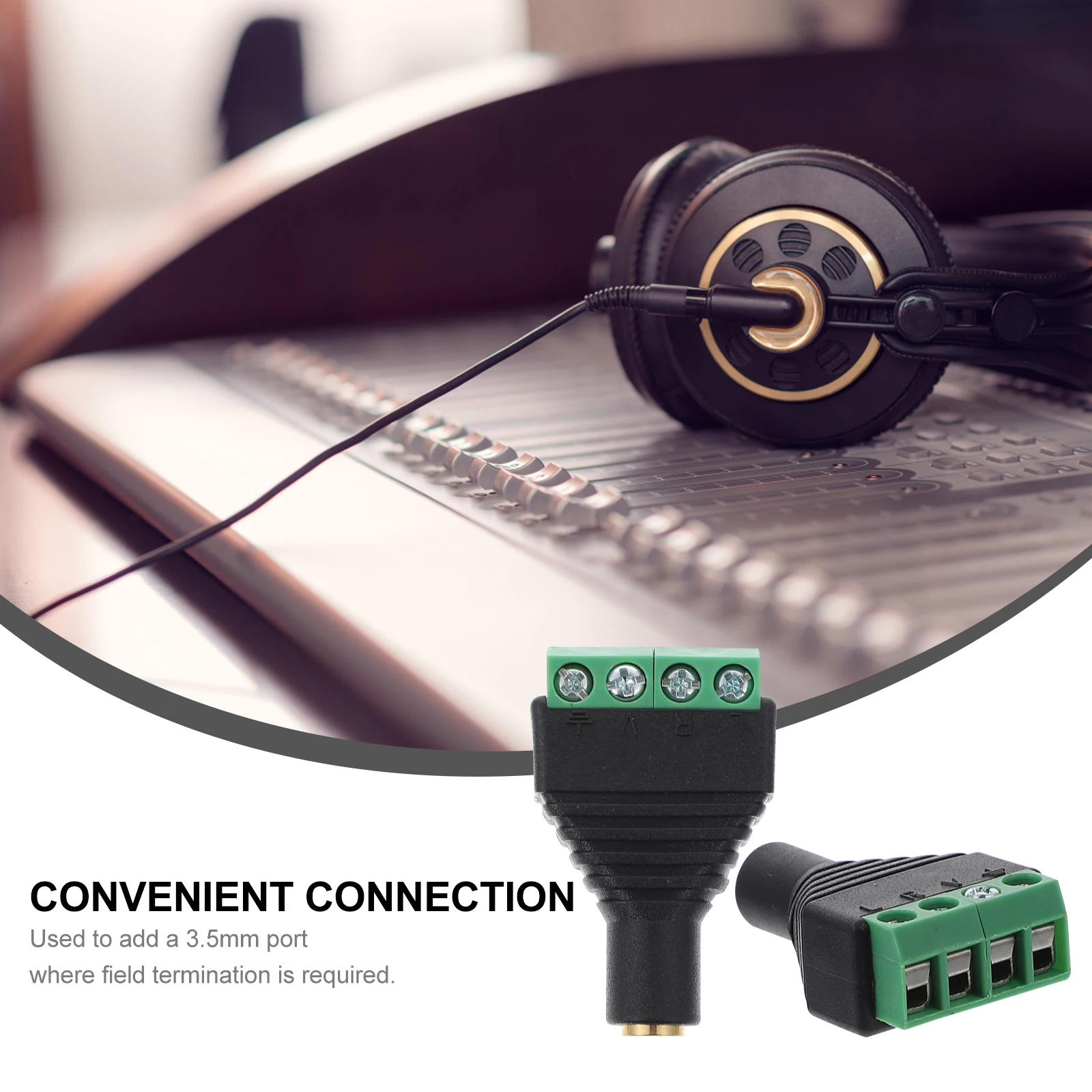 

4pcs Gold-plated Headphone Plug Audio Terminal Block 3.5mm Panel Mount Jack Stereo Connector Green Adapter Miss