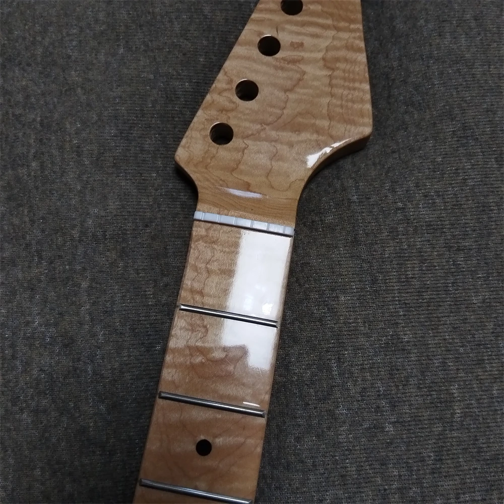22-Fret-Heel-Verstellung, einteiliger Ahorn-E-Gitarrenhals, glänzende Lackierung, Holzfarbe, Gitarrenteile – Detail 5