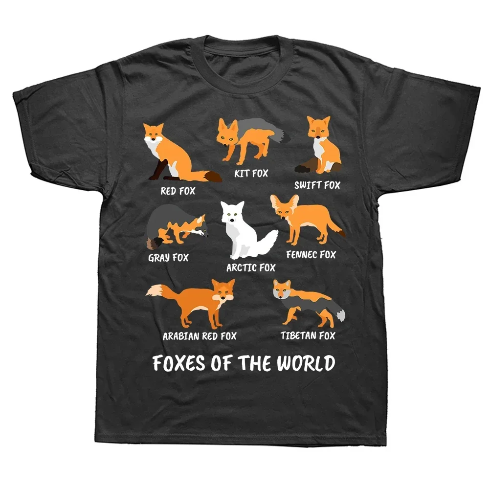 

Foxes Of The World Funny Fox Animals Educational T Shirts Summer Graphic Cotton Streetwear Short Sleeve Birthday Gifts T-shirt