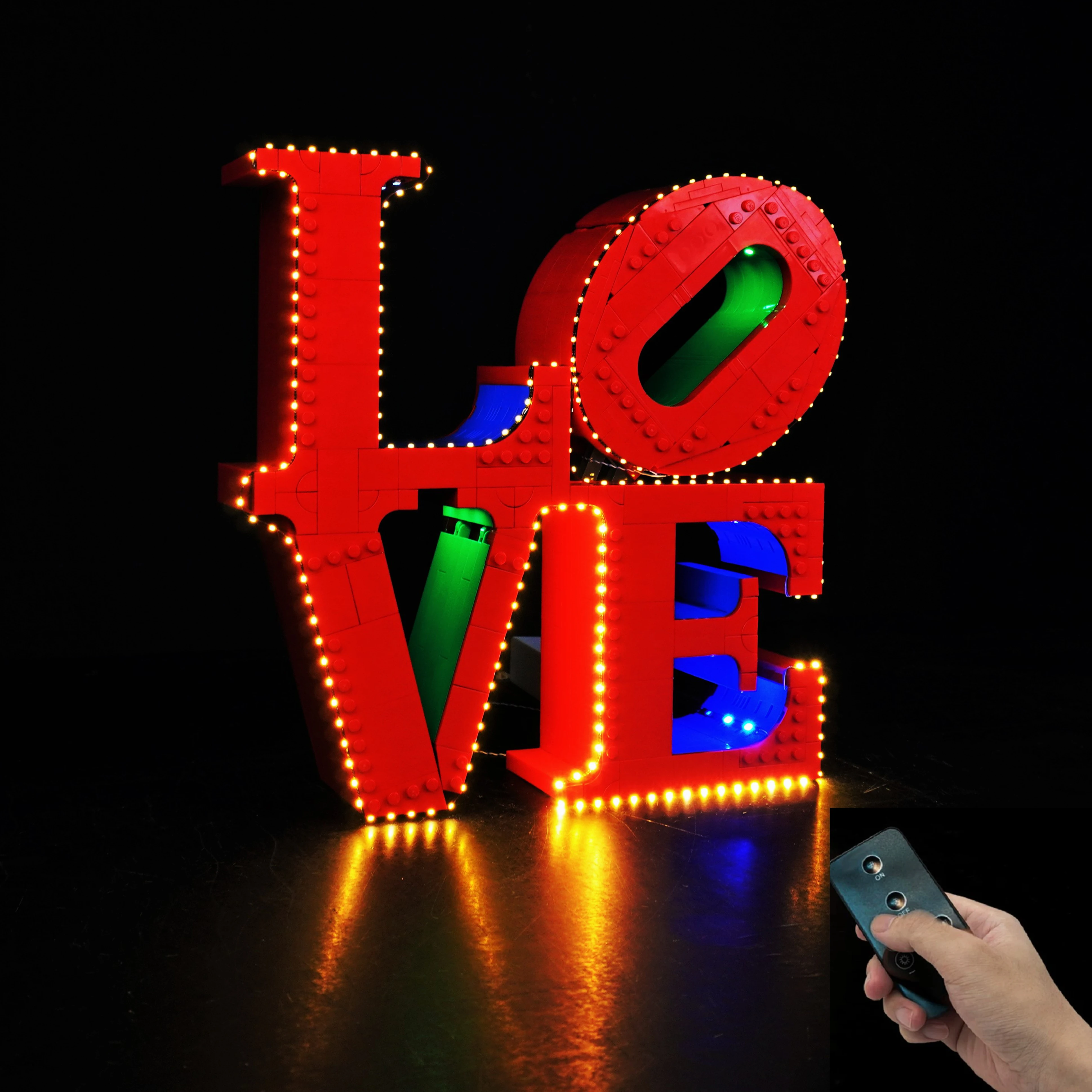 

DIY LED Light Kit LOVE Art Sculpture LED Kit Remote Light Set for 31214 Mosaic Wall Display (Lights Only)