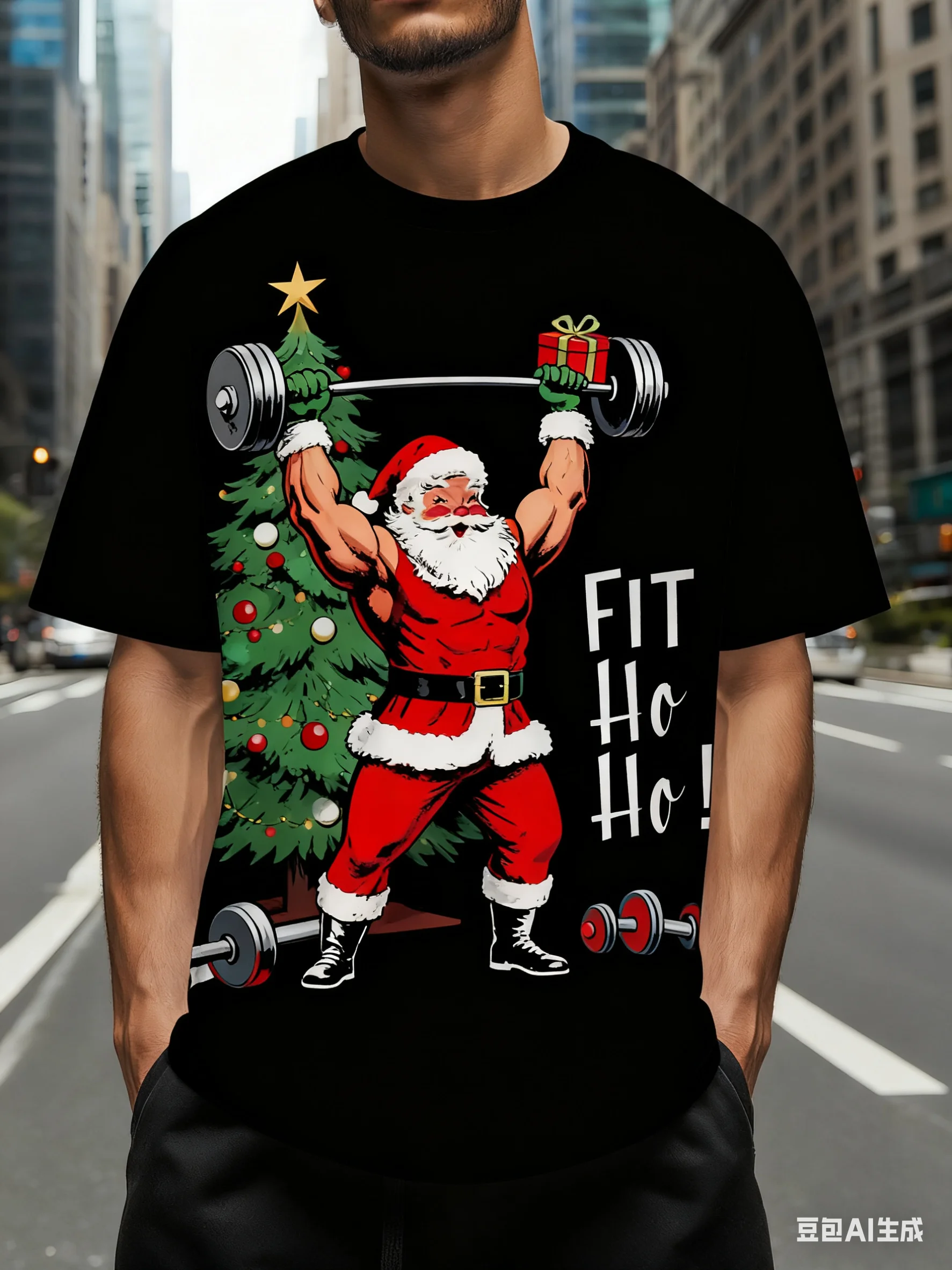 

Christmas Tree Pattern T-Shirt For Men Funny Santa Claus 3D Print Tee Summer Casual Short Sleeve Crew Neck Unisex Tops Clothing