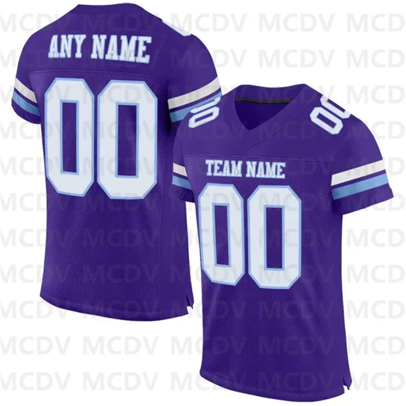 Custom Purple Or-Black Mesh Authentic Football Jersey Short Sleeves Athletic Tee Shirts Unisex Top streetwear