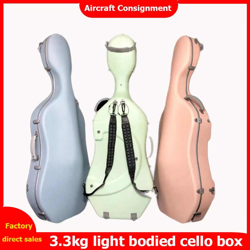 

3.3kgs 4/4 carbon fiber cello box case with large rollers, wear-resistant and earthquake resistant, for airplane