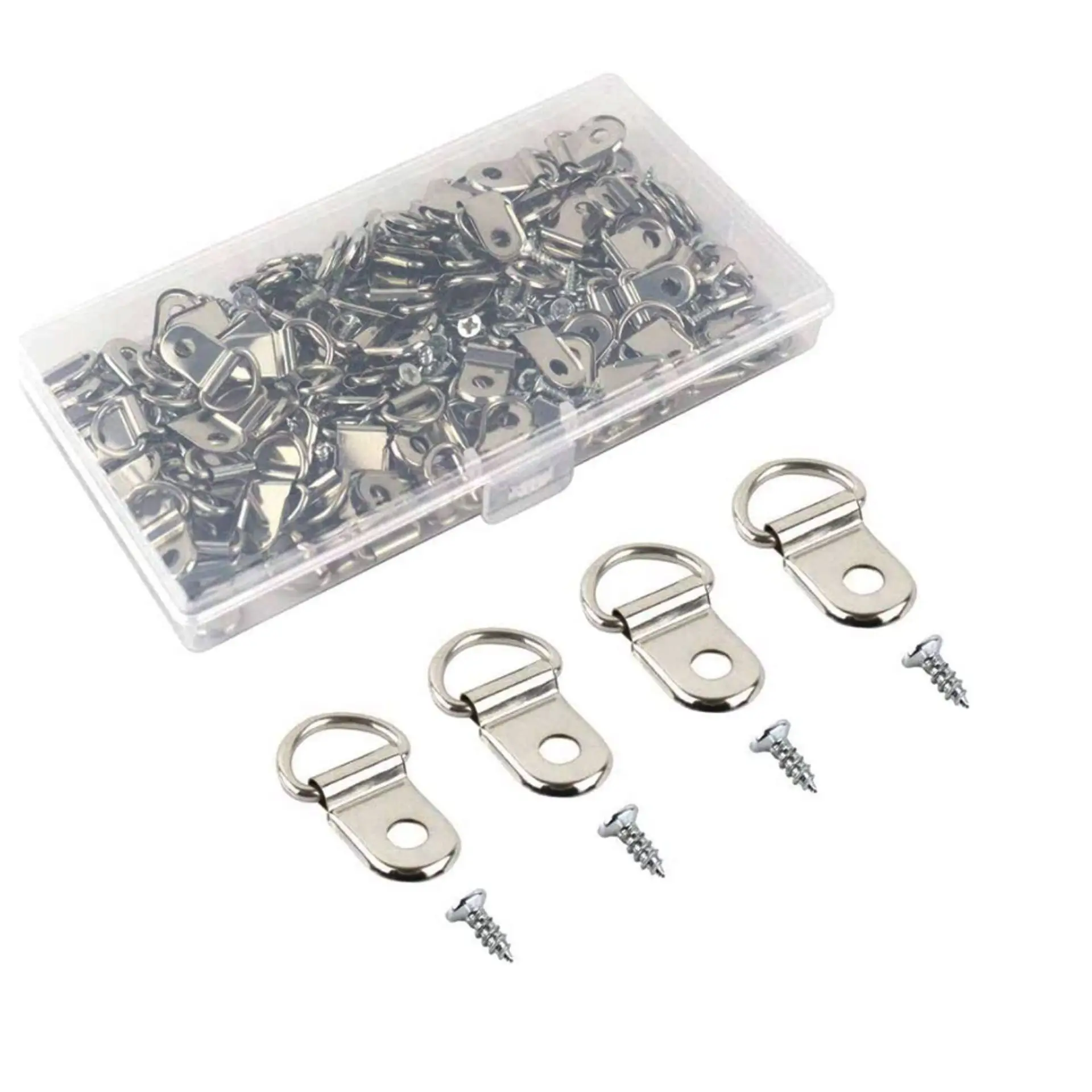 100Pcs Round D Ring Buckle Picture Hanger With Screws For Photo Wall Mirror Oil Painting Frame Hanging Hardware