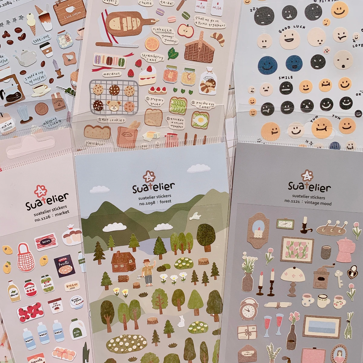 Koreaanse merk Suatelier Collection Daily Food Vlog Stickers DIY Scrapbooking Journey Dagboek Briefpapier Stickers Supplies