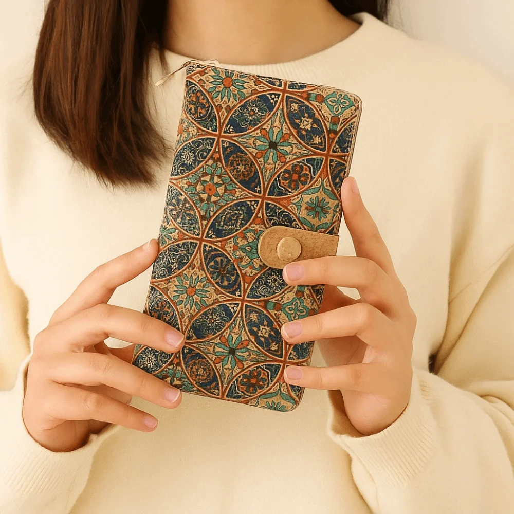 Short Zipper Retro Printed Wallet Wood Grain Portable Design Multi-card Slot Purse Concealed Buckle Card Slot Card Holder