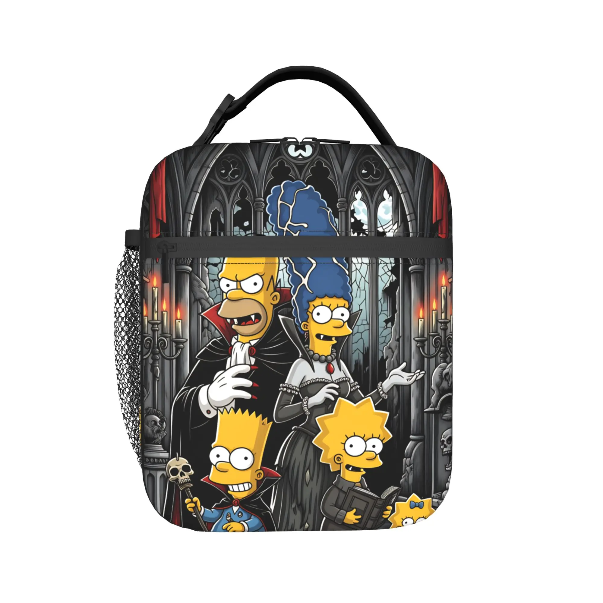 S-Simpsons Vampire Family Gothic Halloween Lunch Bag Retro Lunch Box Office Portable Tote Food Bags For Girl Designer Cooler Bag