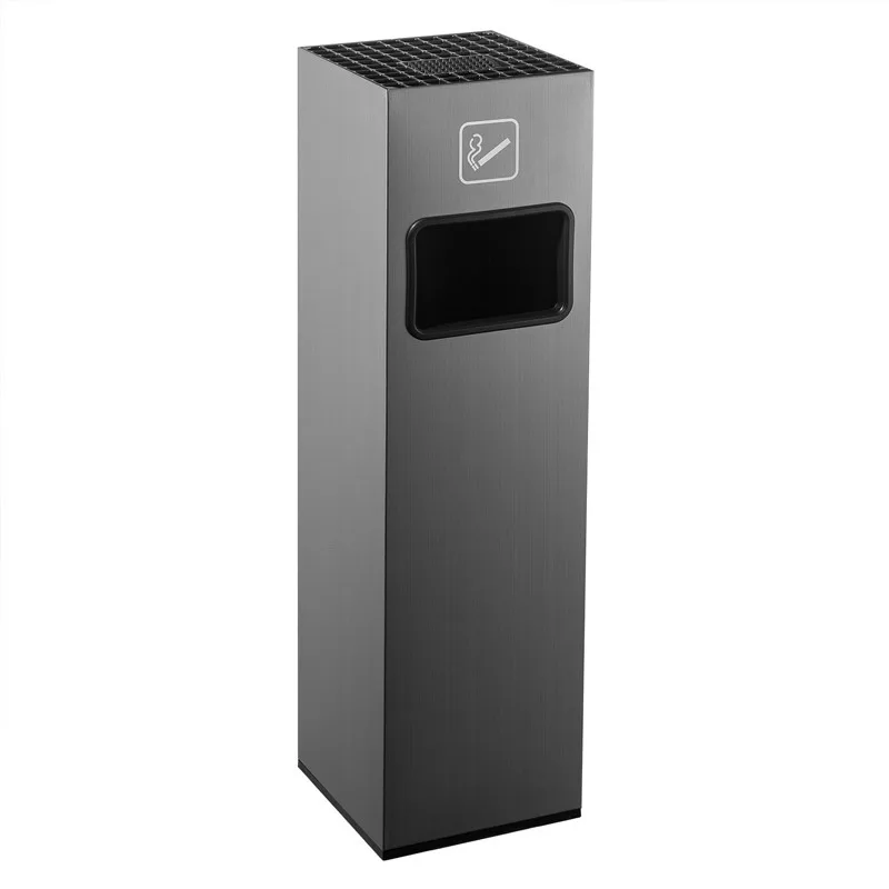 High-quality stainless steel outdoor trash can vertical storage bin for park waste management paper basket style