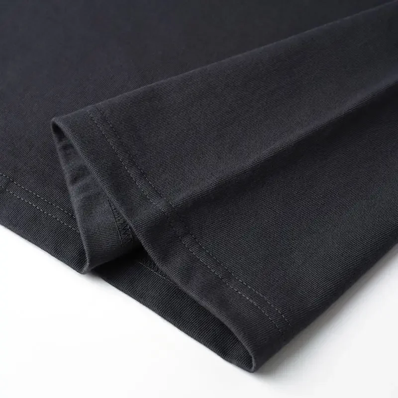 Double-Sided Black Short-Sleeve T-Shirt – Front Detailed Dark Anime Elf Character Illustration with Red-Purple Gradient Flames