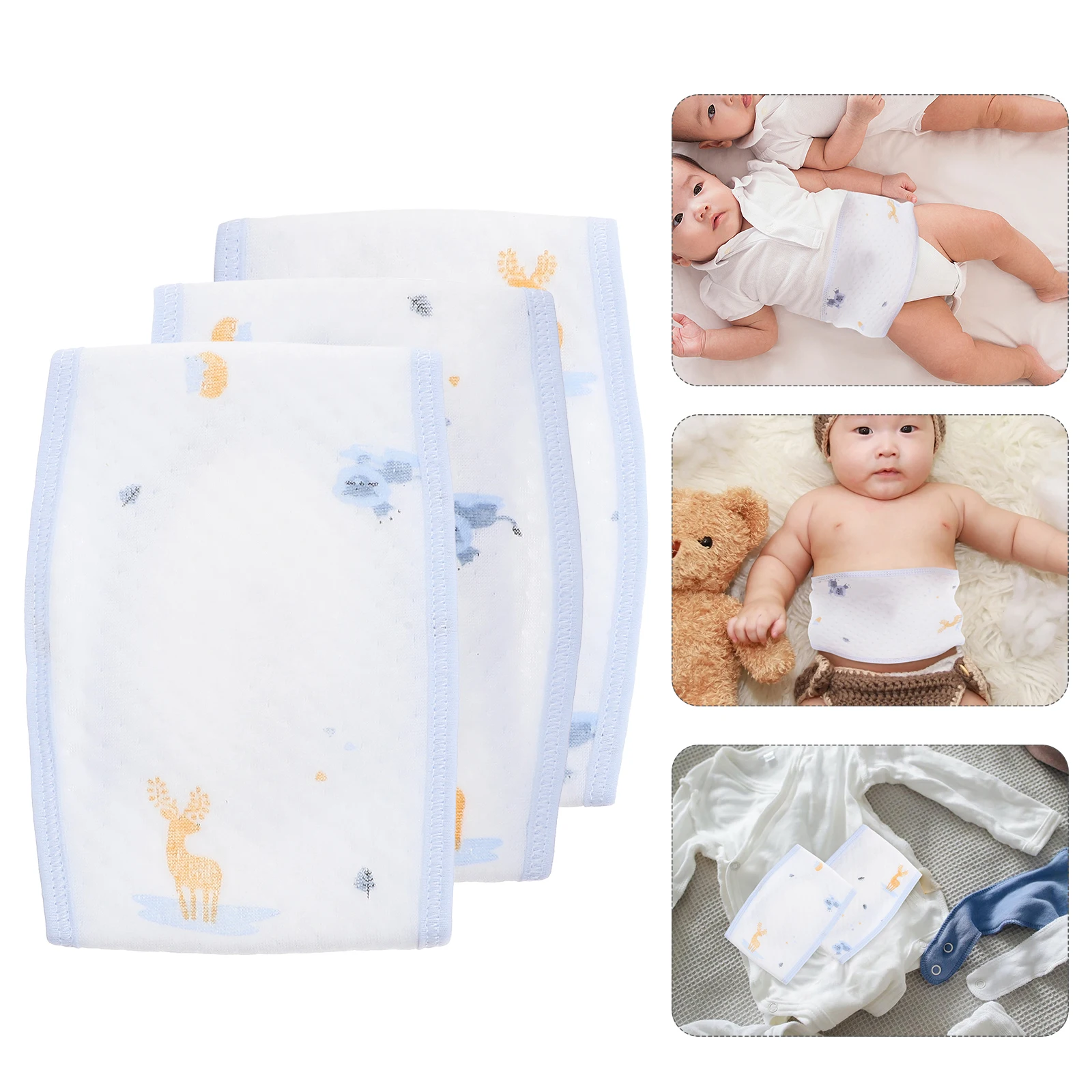 

3pcs Cotton Infant Bellybands Cute Printed Baby Navel Belts Comfortable Newborn Belly Wraps For Cold Weather Indoor Outdoor Use