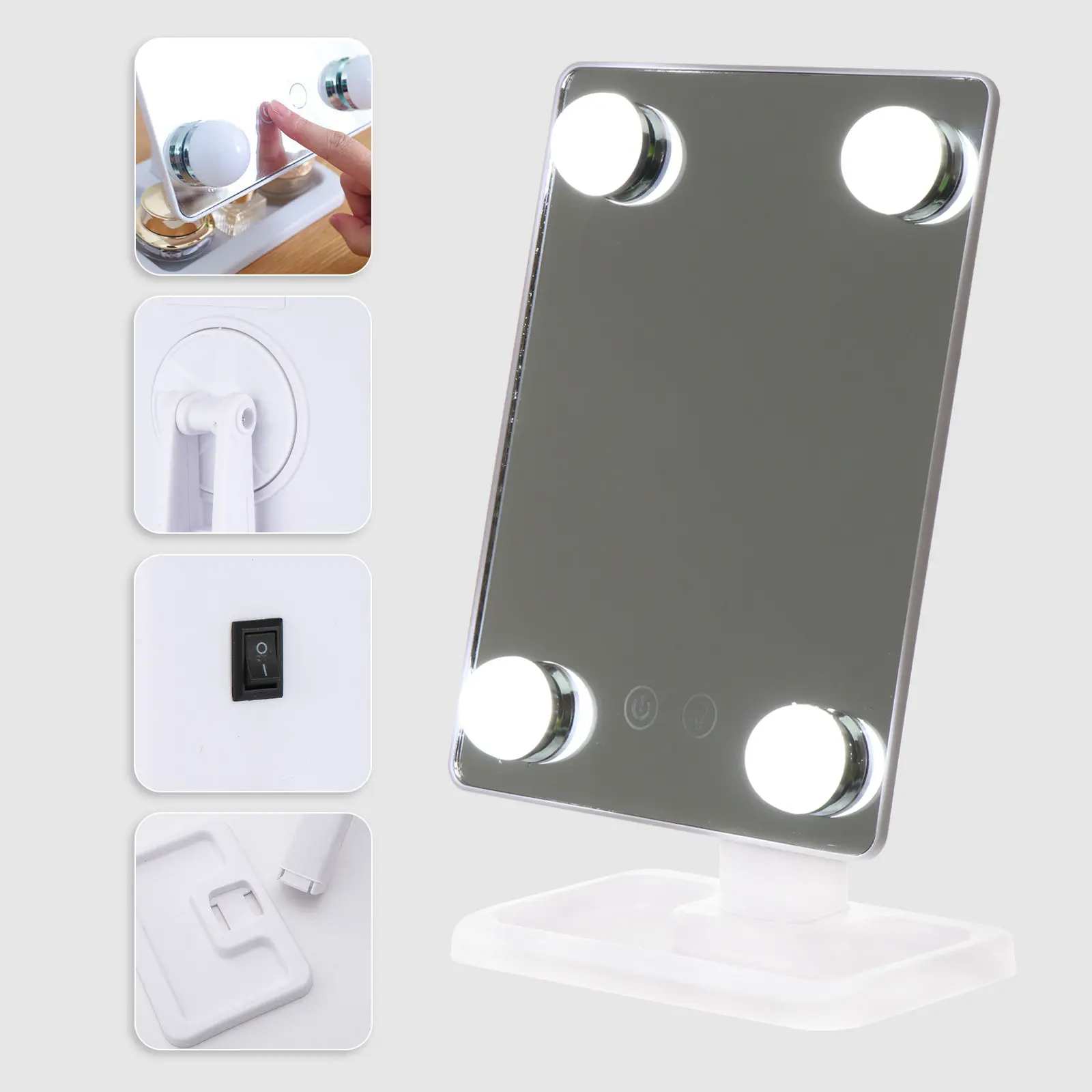 

LED Vanity Mirror with 3-Mode Dimmable Light Swivel Base Space Saving Makeup Mirror for Women Dressing Table Bedroom Bathroom