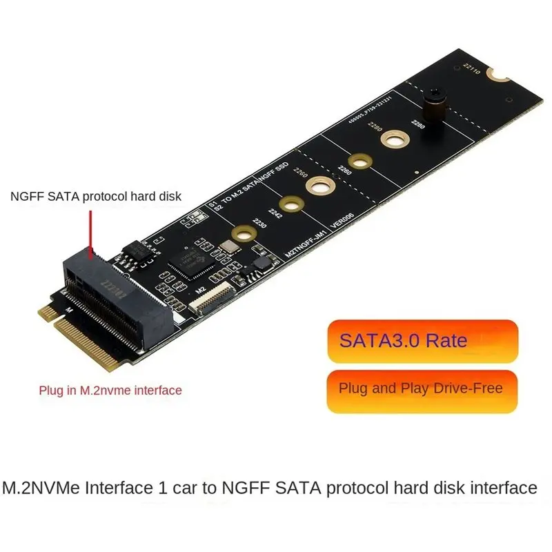 Classic-M.2 NVME To M.2 SATA SSD Adapter M Key To B+M Key SSD M2 Convert Card JMB582 Chip