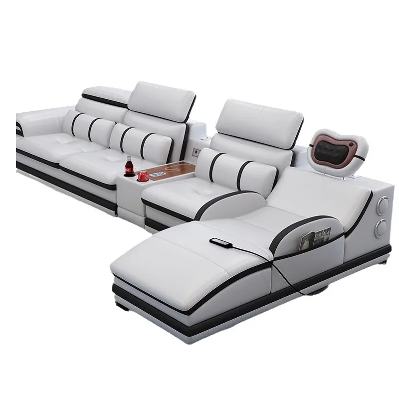 

Leather sofa combination living room large apartment modern simple corner intelligent leather sofa multi-functional massage sofa