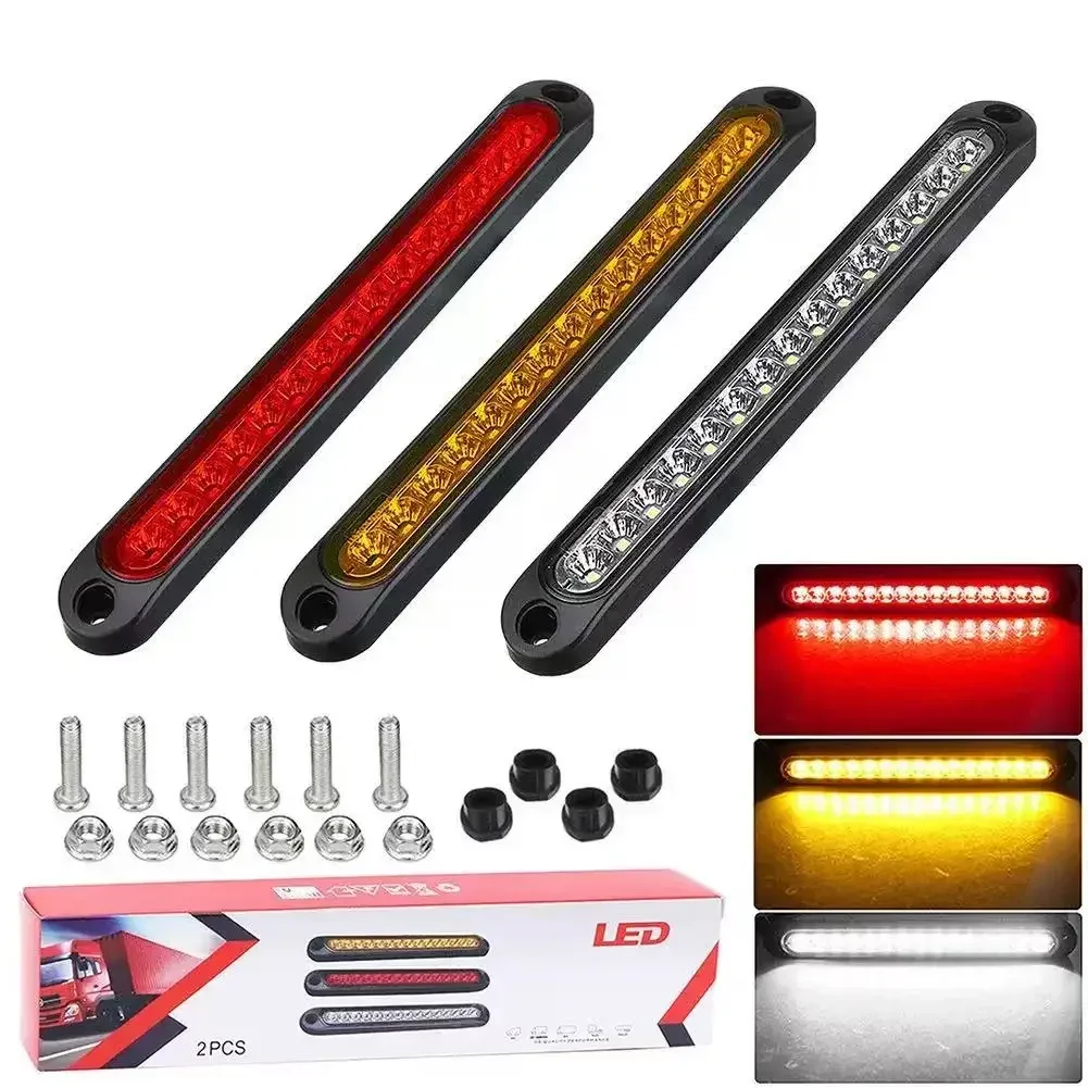 12V/24V LED Tail Light Strips, Multi-Function Brake Turn Signal Stop Warning Parking Lamps for Rear Windscreen & Side