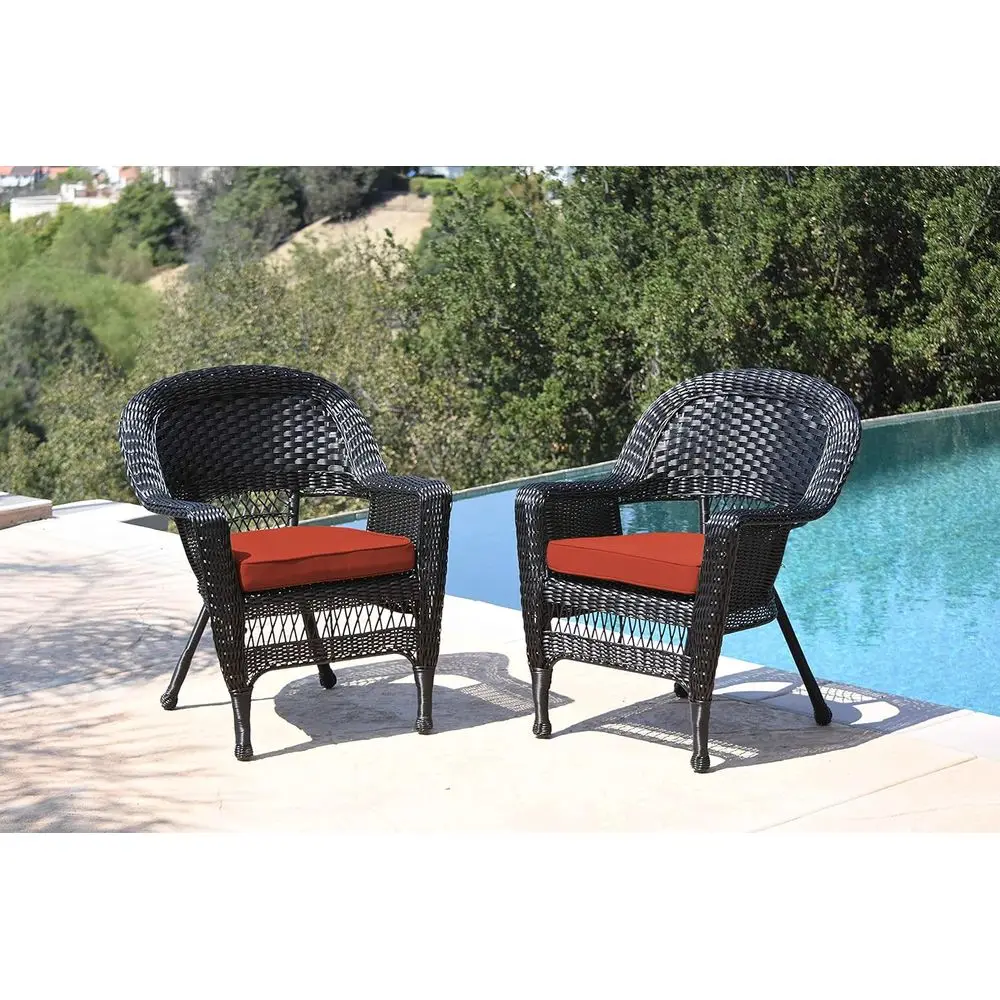 

Красно-оранжевый мягкий плетеный стул, черный/W00207