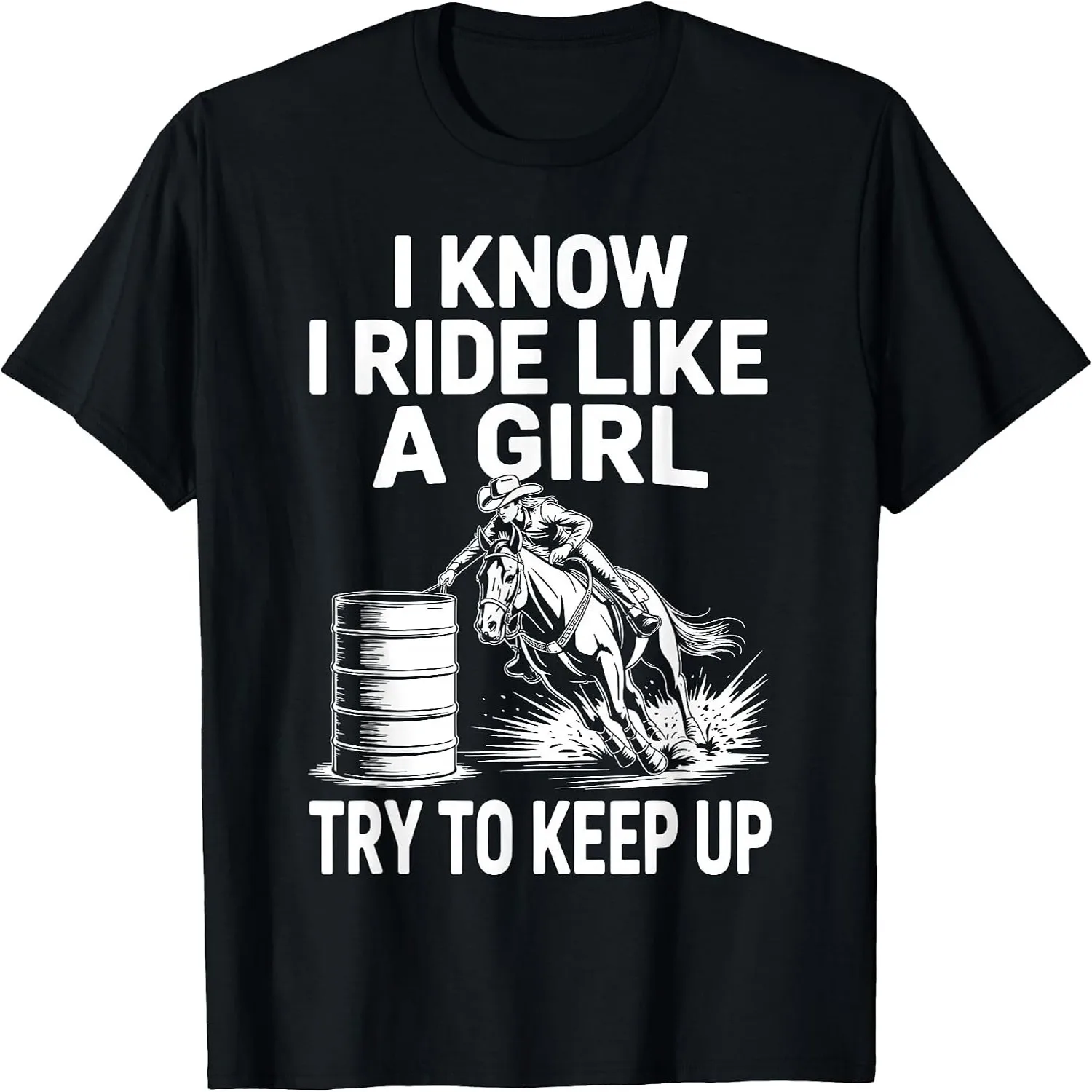 Funny Barrel Racing Art for Women Girls Cowboy Barrel Racer T-Shirt
