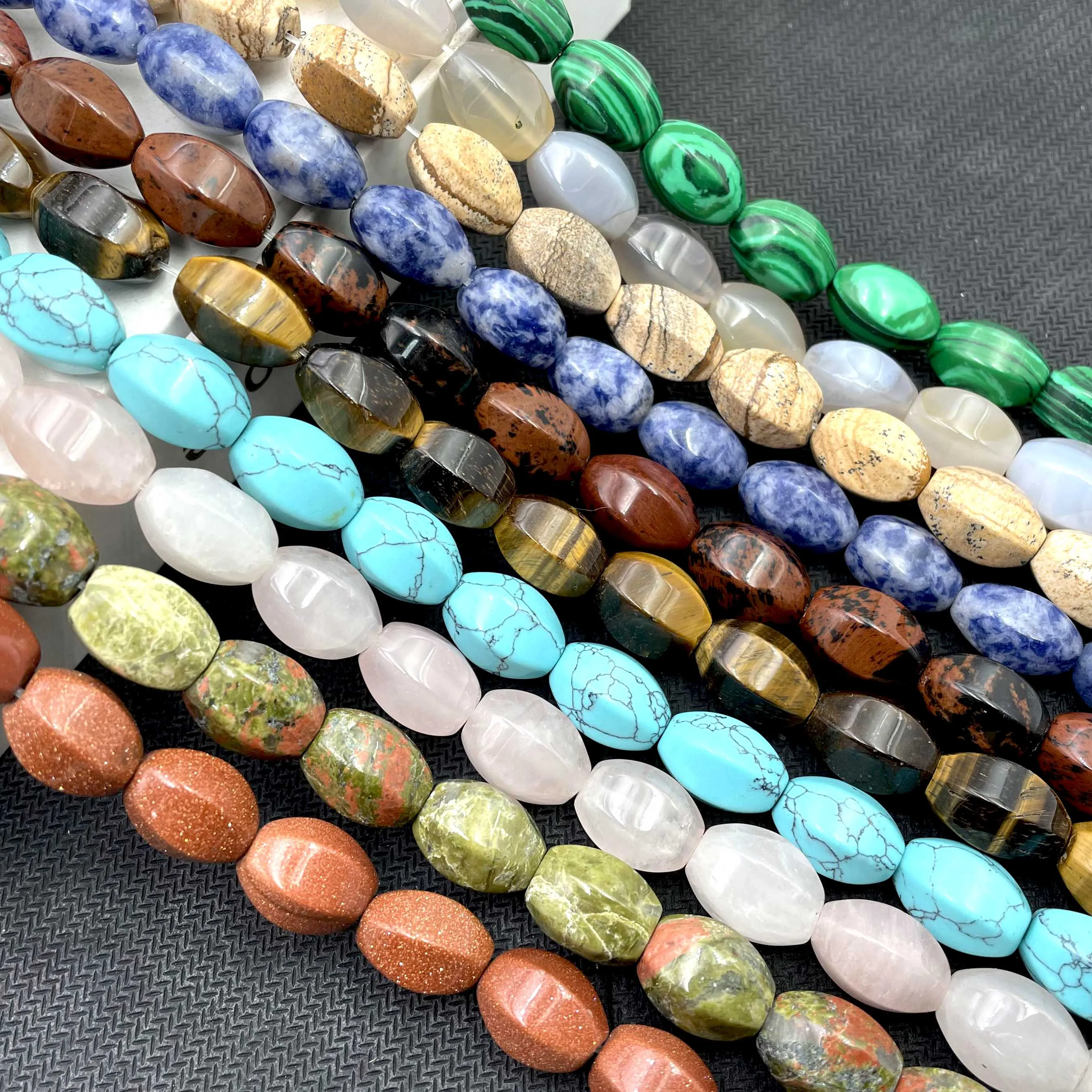 Faceted Natural Stone Agates Chalcedony Turquoises Loose Spacer Beads For Jewelry Making DIY Necklace Bracelet Accessories