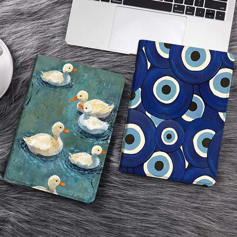 

Cartoon White Duck Painting Tablet Case For Samsung Galaxy Tab S7 S8 S9 S10 FE Lite Gift