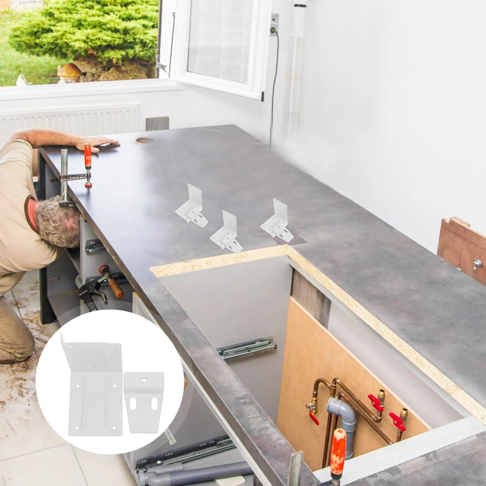 

2Pcs Invisible Floating Cabinet Brackets Bathroom Cupboard Mounting Hardware White Paint Finish Heavy Duty Versatile Storage