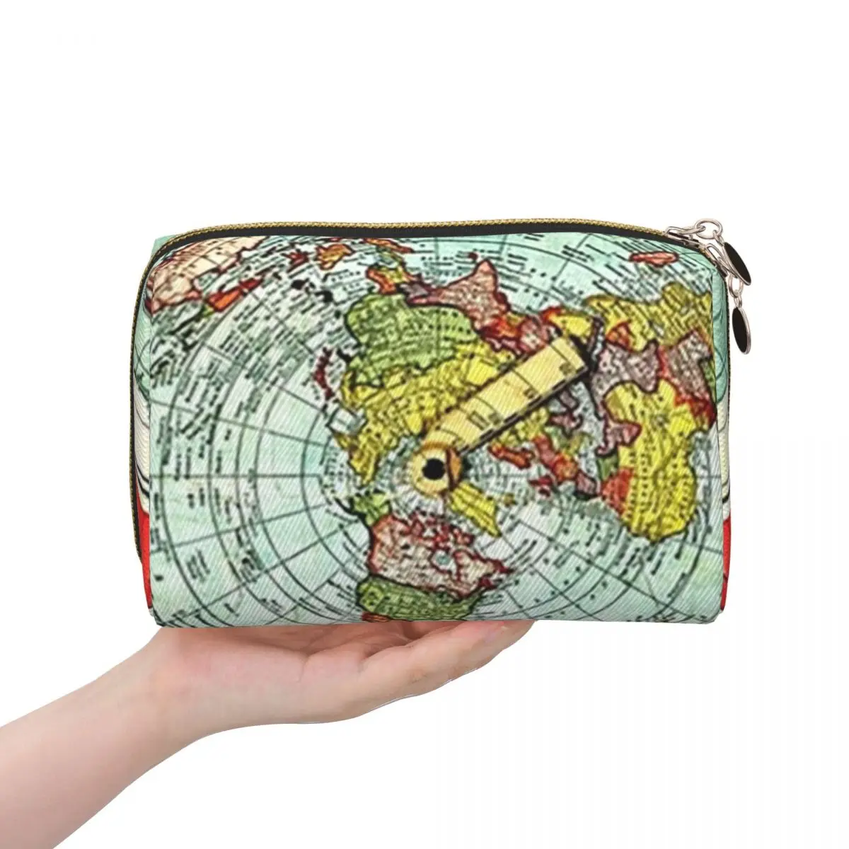 Gleason 1892 Flat Earth Map Research Flat Eart Women Cosmetic Bag Travel Makeup Organizer Pouch Toiletry Storage Dopp Kit Case